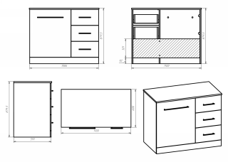 Напольная тумба под раковину Misty Респект под стиральную машину 110см правая белый/дуб Артизан